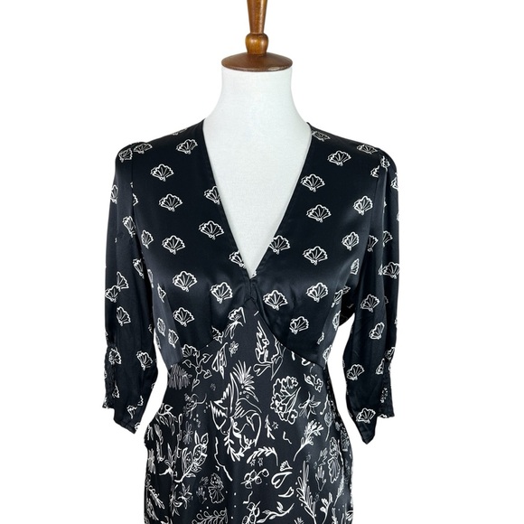 RIXO x Laura Jackson Black White Silk Maxi Dress Zadie Print Women’s SZ Medium - Picture 4 of 11